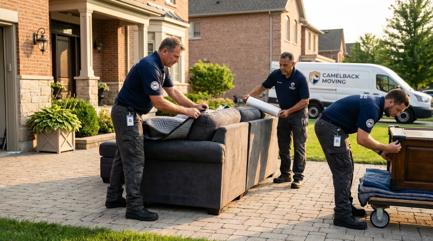 Large estate moving crew wrapping furniture in Cherokee, IA