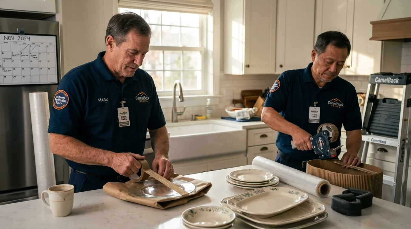 Professional crew packing kitchen dishware in Cherokee, IA